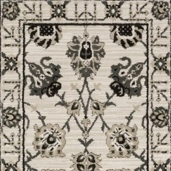 8' Ivory And Gray Oriental Runner Rug Photo 9