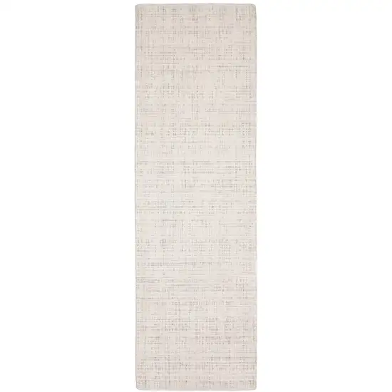 8' Ivory And Gray Striped Hand Tufted Runner Rug Photo 2