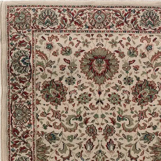 8' Ivory And Green Oriental Runner Rug Photo 5