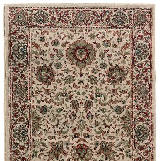 8' Ivory And Green Oriental Runner Rug Photo 4