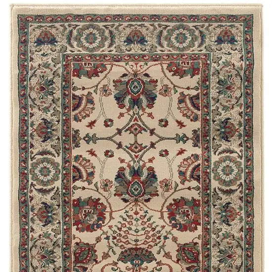 8' Ivory And Red Floral Runner Rug Photo 5