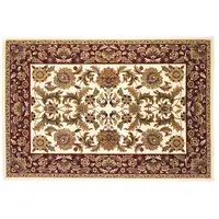 Photo of 8' Ivory And Red Octagon Floral Vines Area Rug