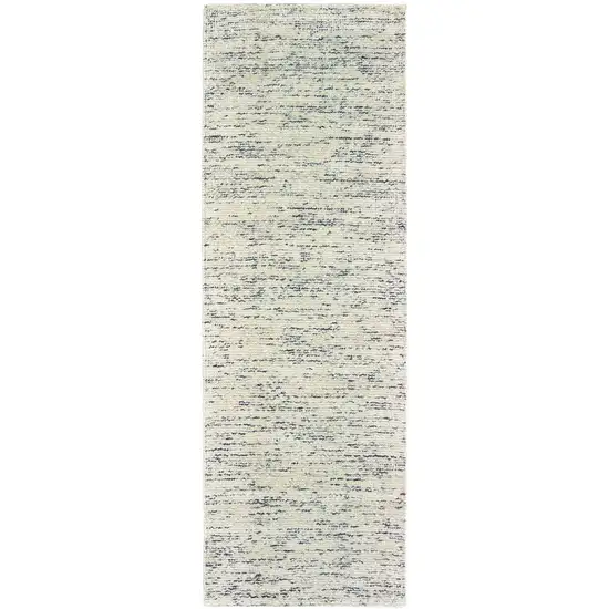 8' Ivory And Stone Hand Tufted Runner Rug Photo 2