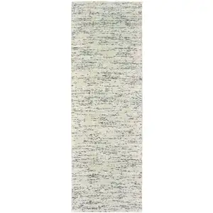 Photo of 8' Ivory And Stone Hand Tufted Runner Rug