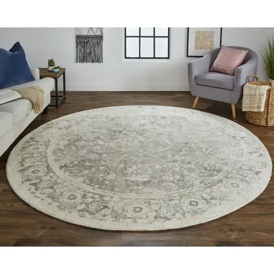 8' Ivory And Tan Round Abstract Hand Woven Area Rug Photo 1