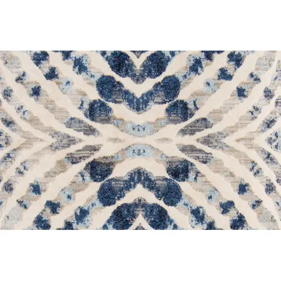 8' Ivory Blue And Gray Abstract Distressed Stain Resistant Runner Rug Photo 5