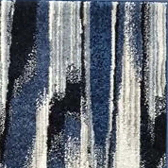 8' Ivory Blue and Gray Abstract Power Loom Distressed Runner Rug Photo 5