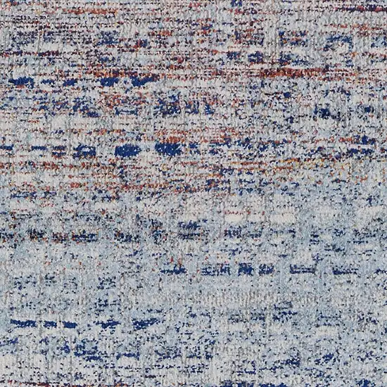 8' Ivory Blue and Orange Abstract Power Loom Runner Rug Photo 5