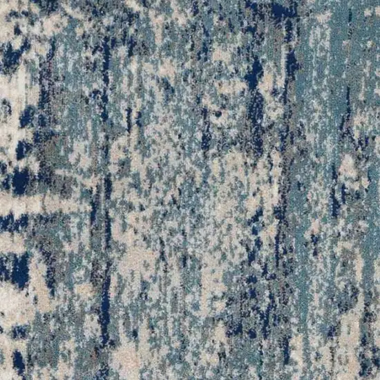 8' Ivory Blue and Slate Gray Abstract Non Skid Runner Rug Photo 6