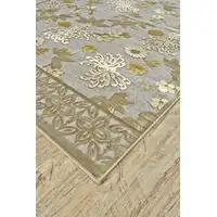 Photo of 8' Ivory Brown and Gray Floral Power Loom Runner Rug