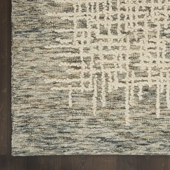 8' Ivory Brown and Gray Wool Abstract Runner Rug Photo 4