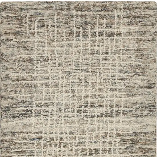 8' Ivory Brown and Gray Wool Abstract Runner Rug Photo 7