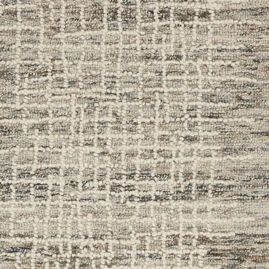 8' Ivory Brown and Gray Wool Abstract Runner Rug Photo 6