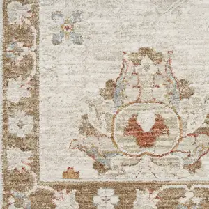 Photo of 10' Ivory Floral Power Loom Distressed Runner Rug