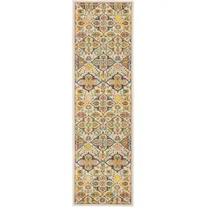 Photo of 8' Ivory Floral Power Loom Runner Rug