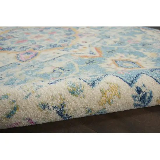 10' Ivory Floral Power Loom Runner Rug Photo 4