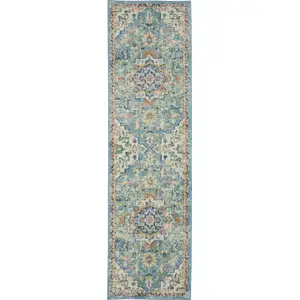 Photo of 10' Ivory Floral Power Loom Runner Rug