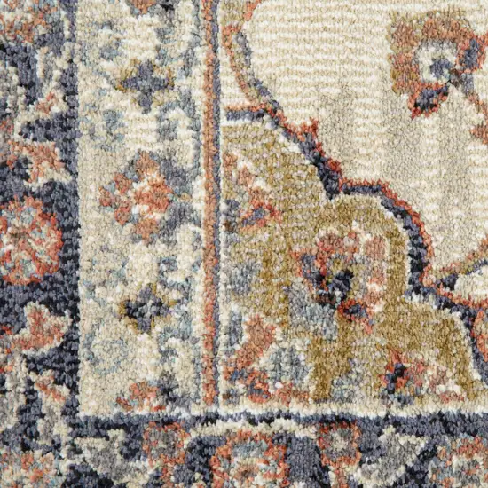 10' Ivory Floral Power Loom Runner Rug Photo 3