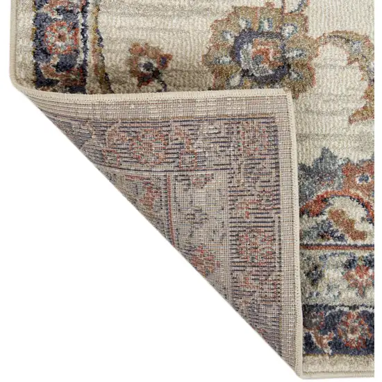 10' Ivory Floral Power Loom Runner Rug Photo 7