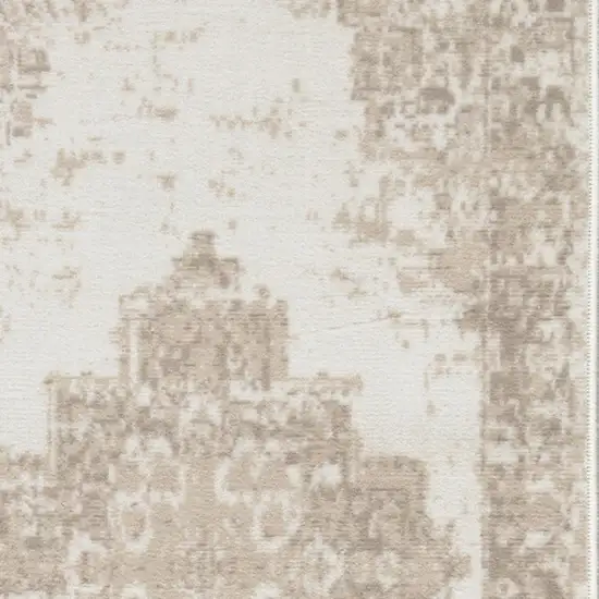 12' Ivory Floral Power Loom Runner Rug Photo 6