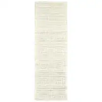 Photo of 8' Ivory Geometric Hand Woven Runner Rug