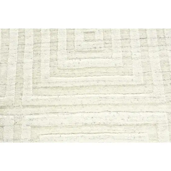 8' Ivory Geometric Hand Woven Runner Rug Photo 5