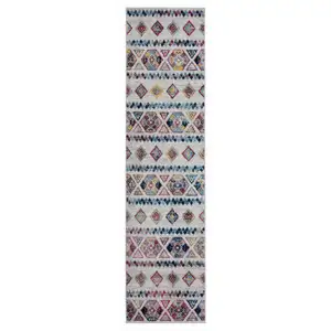 Photo of 10' Ivory Geometric Power Loom Runner Rug