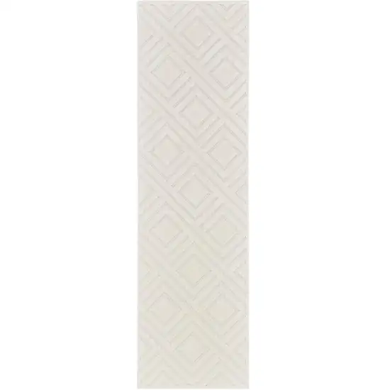 6' Ivory Geometric Runner Rug Photo 1