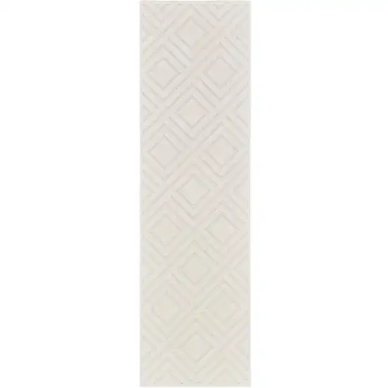 6' Ivory Geometric Runner Rug Photo 4