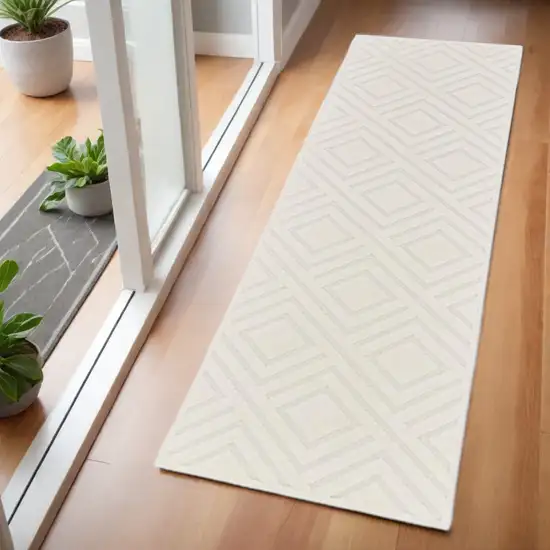 6' Ivory Geometric Runner Rug Photo 2