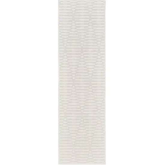 6' Ivory Geometric Runner Rug Photo 3