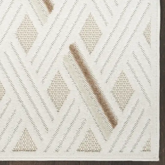 6' Ivory Geometric Runner Rug Photo 6