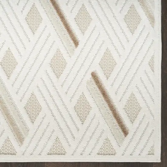 6' Ivory Geometric Runner Rug Photo 7