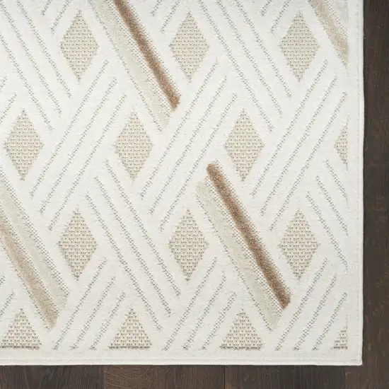 6' Ivory Geometric Runner Rug Photo 4