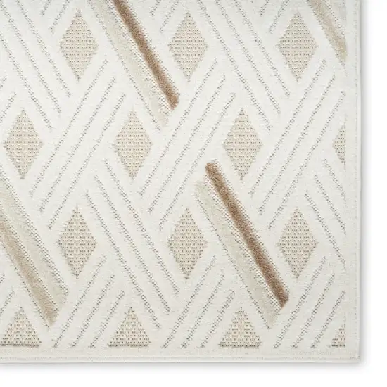 6' Ivory Geometric Runner Rug Photo 3