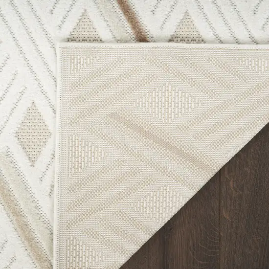 6' Ivory Geometric Runner Rug Photo 8