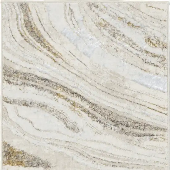 8' Ivory Gold and Gray Abstract Non Skid Runner Rug Photo 6