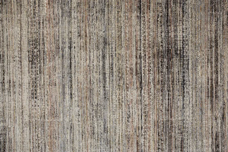 10' Ivory Gray And Black Abstract Distressed Runner Rug With Fringe Photo 3