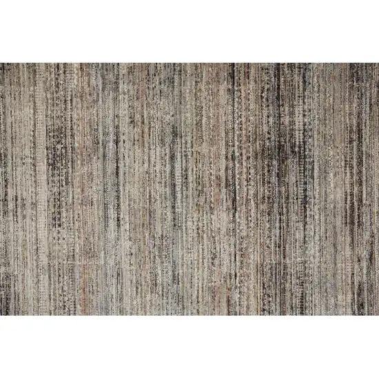 12' Ivory Gray And Black Abstract Distressed Runner Rug With Fringe Photo 3