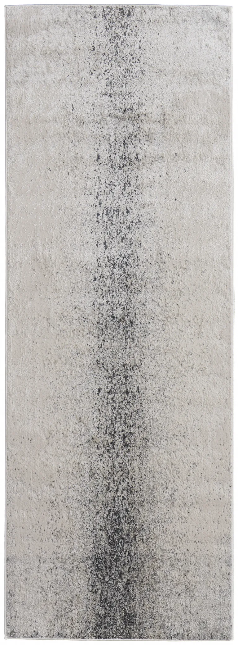 8' Ivory Gray And Black Abstract Power Loom Runner Rug Photo 1