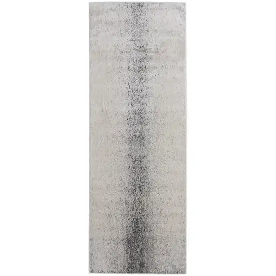 8' Ivory Gray And Black Abstract Power Loom Runner Rug Photo 1