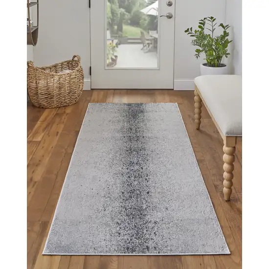 8' Ivory Gray And Black Abstract Power Loom Runner Rug Photo 4