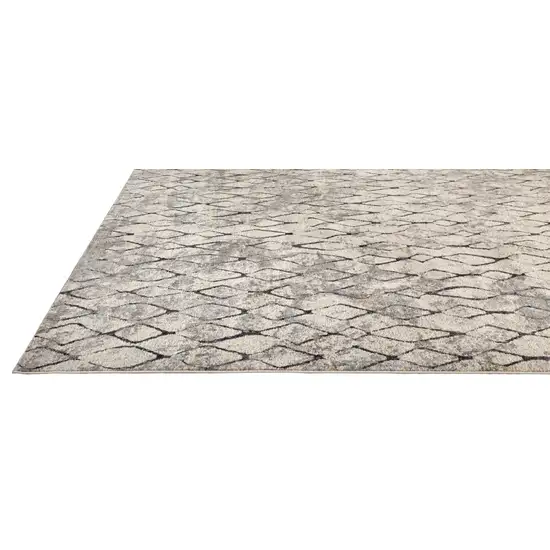 8' Ivory Gray And Taupe Abstract Stain Resistant Runner Rug Photo 1