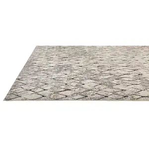 Photo of 8' Ivory Gray And Taupe Abstract Stain Resistant Runner Rug