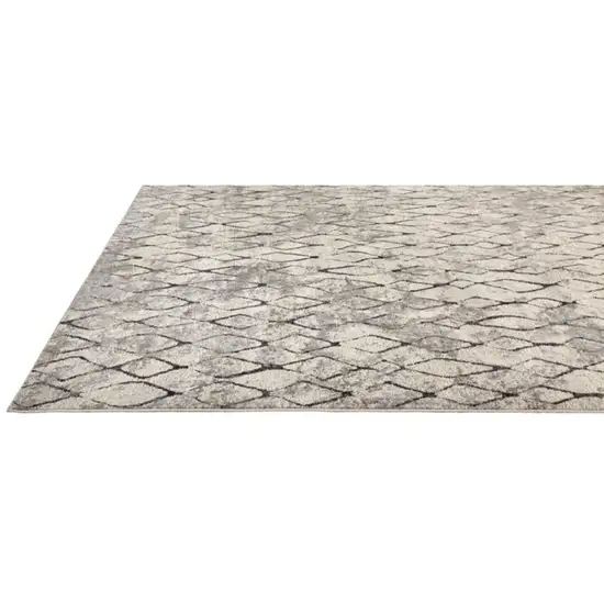 8' Gray and Ivory Abstract Runner Rug Photo 4