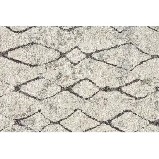 8' Ivory Gray And Taupe Abstract Stain Resistant Runner Rug Photo 7