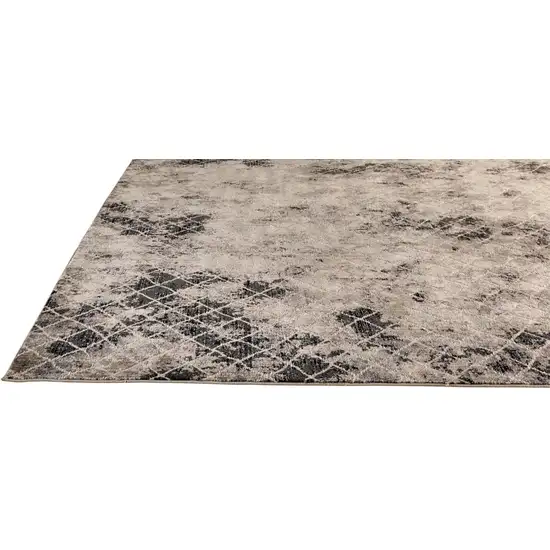 8' Ivory Gray And Taupe Abstract Stain Resistant Runner Rug Photo 1