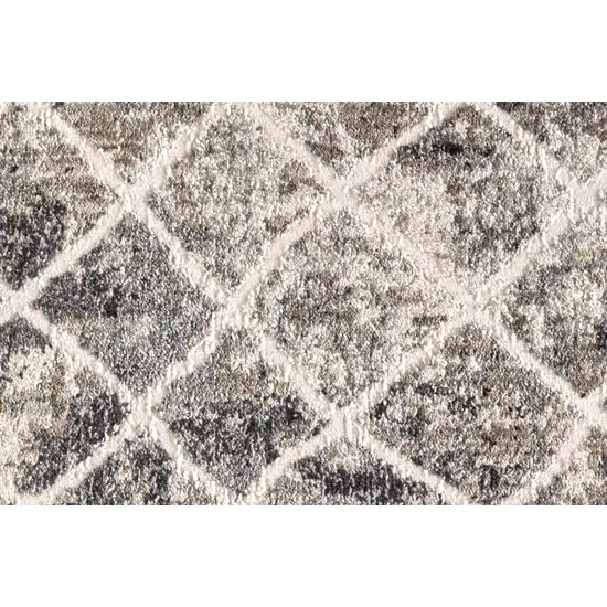 8' Ivory Gray And Taupe Abstract Stain Resistant Runner Rug Photo 6