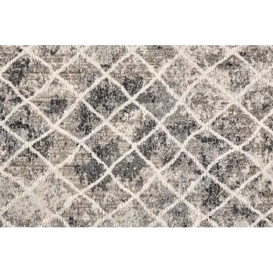 8' Ivory Gray And Taupe Abstract Stain Resistant Runner Rug Photo 4