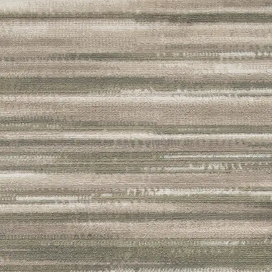 7' Ivory Green and Gray Striped Runner Rug Photo 9